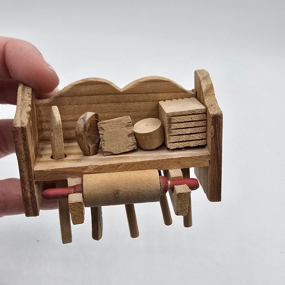 Other - Vintage Doll Sized Wooden Kitchen Utensils & Rack Fridge Refrigerator Magnet